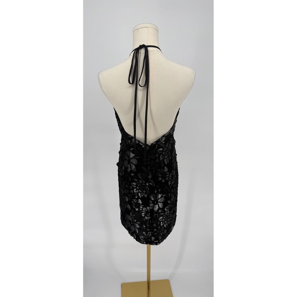 NWT Ramy Brook Hackett Metallic Floral Halter Minidress Gunmetal Sz 6 $465 - Picture 11 of 13